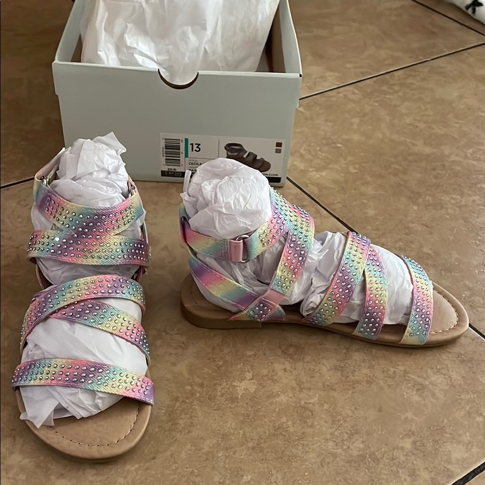 SO size 13 rainbow Strappy Sandals